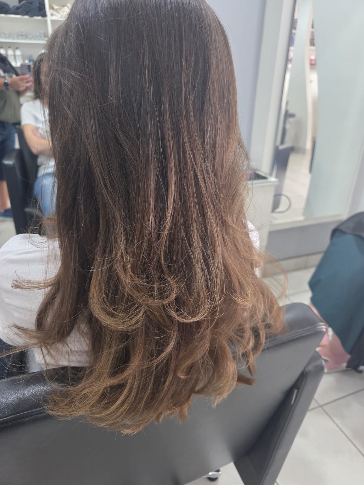 Brunette balayage with caramel ends